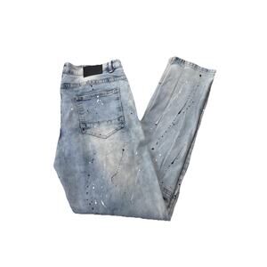 Rock Salt Mens Skinny Jeans 38x32.5 Paint Spatter Ice Wash Distressed Y2K